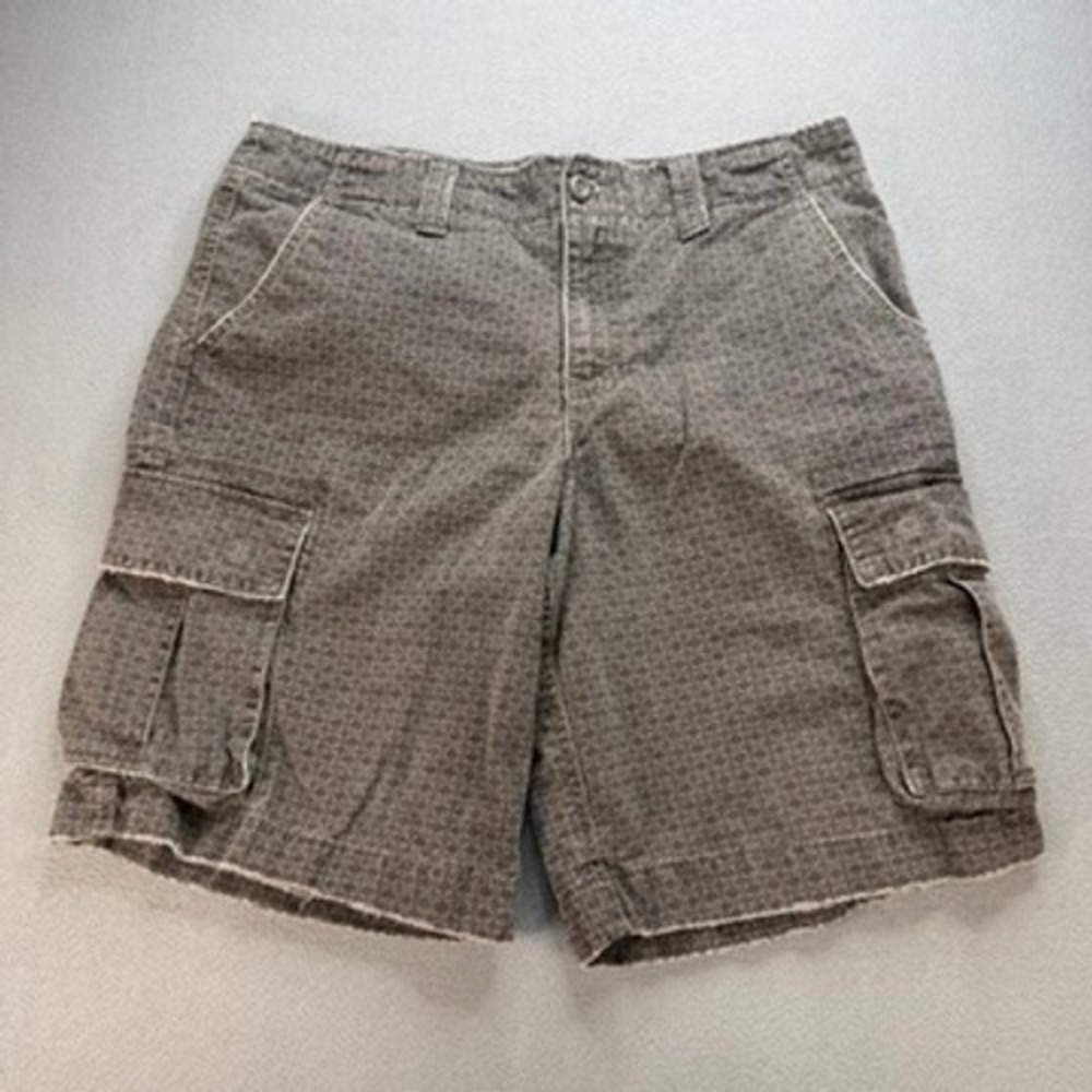Utility‎ Cargo Shorts Geometric Print Regular Fit Mens Size 34 (FIT 35) Gray Y2K